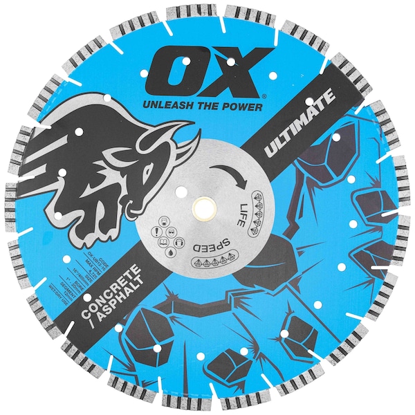 Ultimate Concrete/Asphalt 16'' Diamond Blade 12mm with 15mm undercut Segment - 1" - 20mm bore